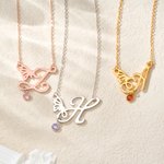 Personligt fjärilshalsband med initialer och födelsestenar Smyckeshalsband Födelsedag Julklapp för kvinnor