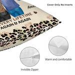 Personalised Leopard Print Cartoon Character Cushion Cover with Name Home Decor Birthday Gift for Mom Daughter