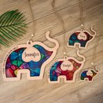 Personalised Elegant Elephant Stained Glass Suncatcher with Name Garden Decoration Birthday Christmas Housewarming Gift for Best Friend Bestie