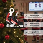 Personalized Ice Hockey Skates Coloured Lights Wooden Ornament with Name Tree Decoration Christmas Holiday Gift for Ice Hockey Lovers