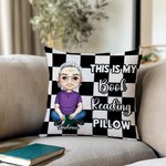 Personalized Checkerboard Cartoon Character Multicolor Soft Throw Pillow Cover with Name Home Decor Birthday Gift for Kids Family