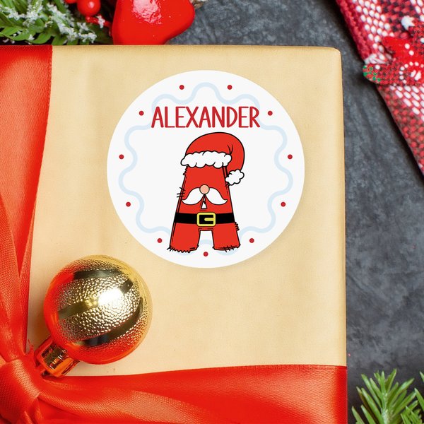 Personalized Christmas Hat Snowman Santa Claus Waterproof Stickers Labels with Name Gift Decor Christmas Party Favor for Family Kids