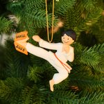 Personalised Karate Character Christmas Ornament with Name Christmas Decor Karate Milestone Holiday Keepsake Gift for Kids Karate Students