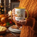 Personalized Cute Pumpkin Puppy 11 oz 15 oz Ceramic Coffee Mug with Name Autumn Thanksgiving Birthday Gift for Dog Lovers Owners