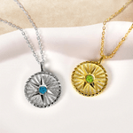 Personligt hexagon skyddsenergi mynt medaljong halsband med födelsesten fint familjesmycke födelsedags och årsdagspresent för män och kvinnor