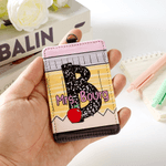 Gepersonaliseerde Pencil Apple PU lederen ID Badge houder met initiaal en naam Teacher's Day Waardering terug naar school Gift voor leerkracht