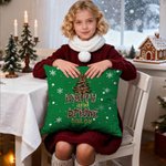 Personalizado Feliz y Brillante Leopardo Imprimir Arco de Navidad Suave Funda de Almohada con Nombre Decoración del Hogar Navidad Regalo para Niños Familia