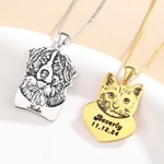 Collana con foto di ritratto di animale domestico incisa a forma di rettangolo e di cuore con testo Regalo di compleanno commemorativo per l'amante dell'animale domestico
