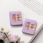 Personalized God Says Bible Verse Birth Flower Magnetic PU Leather Bookmark Clip with Name Birthday Christmas Gift for Christians Book Lovers