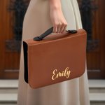 Personalized Wreath Letter PU Leather Bible Cover and Carry Handle Birthday Baptism Religious Gift for Christians