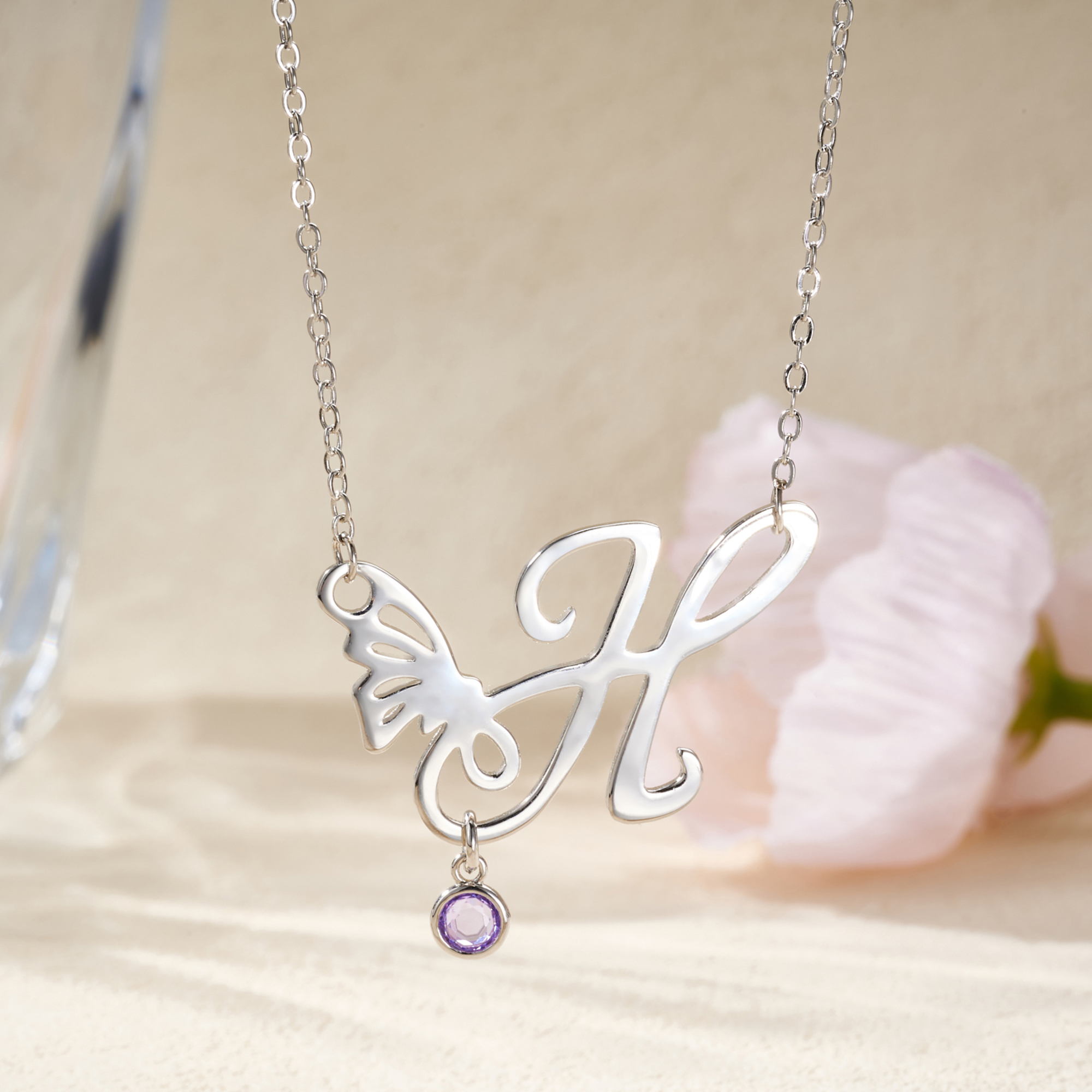 Collier Papillon Personnalisé Initiale Pierre de naissance Bijoux délicats Anniversaire Cadeau de Noël pour femmes