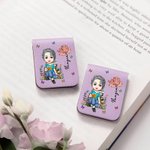 Segnalibro magnetico in pelle PU personalizzato con nome fiore di nascita e personaggio regalo di compleanno per bambini e amanti della lettura