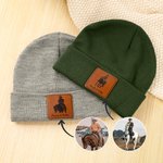 Personalisierte Multicolor Pferd Foto gestrickt Beanie-Mütze mit Namen tägliches Zubehör Geburtstagsgeschenk für Pferdeliebhaber Reiter