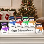 Personalisierte Schneemann Tischdeko mit Holzsockel Namen Weihnachtsdeko Weihnachtsgeschenk für Familie Großeltern