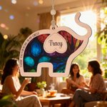 Personalised Elegant Elephant Stained Glass Suncatcher with Name Garden Decoration Birthday Christmas Housewarming Gift for Best Friend Bestie