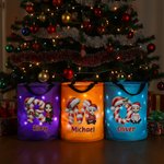 Sac à dos de Noël personnalisé avec nom bonnet de père Noël initial personnage de dessin animé sac à dos imperméable à lumière LED cadeau de Noël pour enfants amis famille