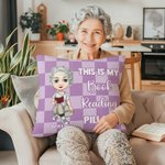 Personalized Checkerboard Cartoon Character Multicolor Soft Throw Pillow Cover with Name Home Decor Birthday Gift for Kids Family