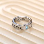 Personalised Geometric Birthstone Design Ring Dainty Jewellery with Engraved Text Daily Wear Birthday Gift for Women Men