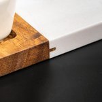 Planche à découper 11 pièces en marbre d'acacia avec bol en céramique et cuillère en bois Cadeau de pendaison de crémaillère pour la famille et les amis