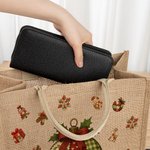 Personalised Patchwork Element Christmas Tree Santa Claus Large Jute Tote Bag with Name Christmas Gift for Family Kids