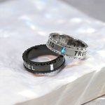 Personalised Geometric Birthstone Design Ring Dainty Jewellery with Engraved Text Daily Wear Birthday Gift for Women Men