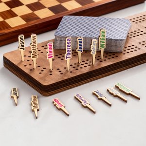 Personalized Multicolour Name Wooden Cribbage Pegs Set of 3 Board Game Night Party Birthday Gift for Cribbage Lovers