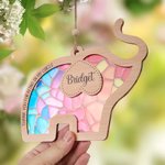 Personalised Elegant Elephant Stained Glass Suncatcher with Name Garden Decoration Birthday Christmas Housewarming Gift for Best Friend Bestie