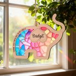 Personalised Elegant Elephant Stained Glass Suncatcher with Name Garden Decoration Birthday Christmas Housewarming Gift for Best Friend Bestie