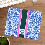 Personalized Chinoiserie Flamingo Mouse Pad Desk Mouse Mat with Initials Computer Accessory Back to School Birthday Gift for Friends Colleagues