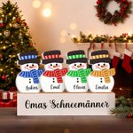 Personalisierte Schneemann Tischdeko mit Holzsockel Namen Weihnachtsdeko Weihnachtsgeschenk für Familie Großeltern