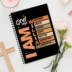 Taccuino a spirale personalizzato God Says Bible Verse A5 con nome e 120 pagine foderate Regalo di Natale per la famiglia e gli amici cristiani