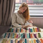 Personalised Artistic Retro Bookshelf Wildflower Soft Throw Blanket with Name Birthday Christmas Gift for Book Lovers Bookworms