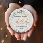 Personalisierte Unser erstes Weihnachten als Herr und Frau Keramik Ornament mit Namen und Jahr Weihnachtsgeschenk für Paare