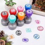 Gepersonaliseerde schattige Kerstman Gingerbread Man Kerst thema stempel met naam en inkt Gift Tag Decor Kerstfeest Favors voor kinderen familie vrienden