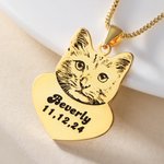 Collana con foto di ritratto di animale domestico incisa a forma di rettangolo e di cuore con testo Regalo di compleanno commemorativo per l'amante dell'animale domestico