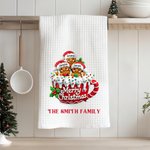Personalised 2-20 Gingerbread Men Cocoa Mug Waffle Kitchen Towel with Name and Surname Christmas Gift for Family Friends