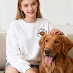 Henkilökohtainen lemmikkieläinten kasvot valokuva syntymä kukka pehmeä T-paita huppari huppari kirjailtu nimi syntymäpäivälahja lemmikkieläinten ystäville