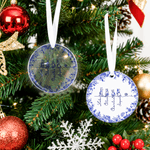 Personalized Toile De Jouy 1-7 Line Art Dogs Cats Christmas Ornament with Names Christmas Memorial Birthday Gift for Pet Owners Lovers