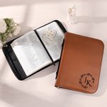 Personalized Wreath Letter PU Leather Bible Cover and Carry Handle Birthday Baptism Religious Gift for Christians