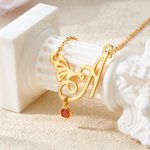 Personligt fjärilshalsband med initialer och födelsestenar Smyckeshalsband Födelsedag Julklapp för kvinnor