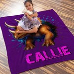 Personalised Cool Dinosaur Cozy Throw Blanket with Name Home Decor Holiday Birthday Gift for Boys Girls Dinosaur Lovers