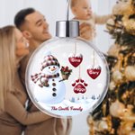 Personlig 1-14 Paw Prints Hearts Snowman julgransprydnad med namn och text Heminredning God julklapp till familj och vänner