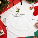 Personalized Christmas Sweets Cane Adjustable Apron with Texts and Pocket Christmas Gift for Family Cooking Lovers