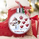 Personlig 1-14 Paw Prints Hearts Snowman julgransprydnad med namn och text Heminredning God julklapp till familj och vänner