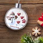 Personlig 1-14 Paw Prints Hearts Snowman julgransprydnad med namn och text Heminredning God julklapp till familj och vänner