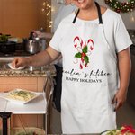 Personalized Christmas Sweets Cane Adjustable Apron with Texts and Pocket Christmas Gift for Family Cooking Lovers
