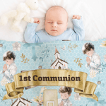 Personalized First Communion Cross Soft Throw Blanket with Text Birthday Baptism Religious Gift for Boys Girls