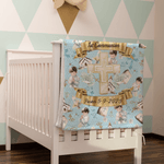 Personalized First Communion Cross Soft Throw Blanket with Text Birthday Baptism Religious Gift for Boys Girls