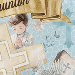 Personalized First Communion Cross Soft Throw Blanket with Text Birthday Baptism Religious Gift for Boys Girls