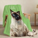 Personalized Oil Painting Style Pet Photo Soft Throw Blanket with Name Home Decor Christmas Birthday Gift for Pet Lovers